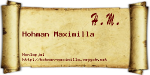 Hohman Maximilla névjegykártya